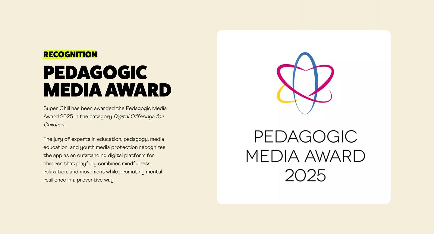 A warm cream recognition section pairing heavyweight black sans typography with a hanging white award plaque.