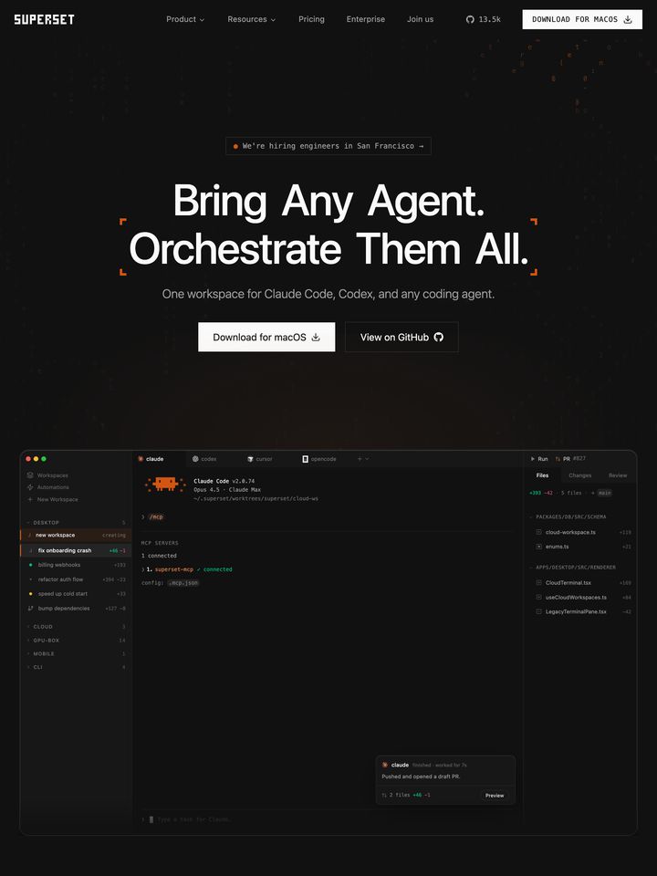 Superset homepage