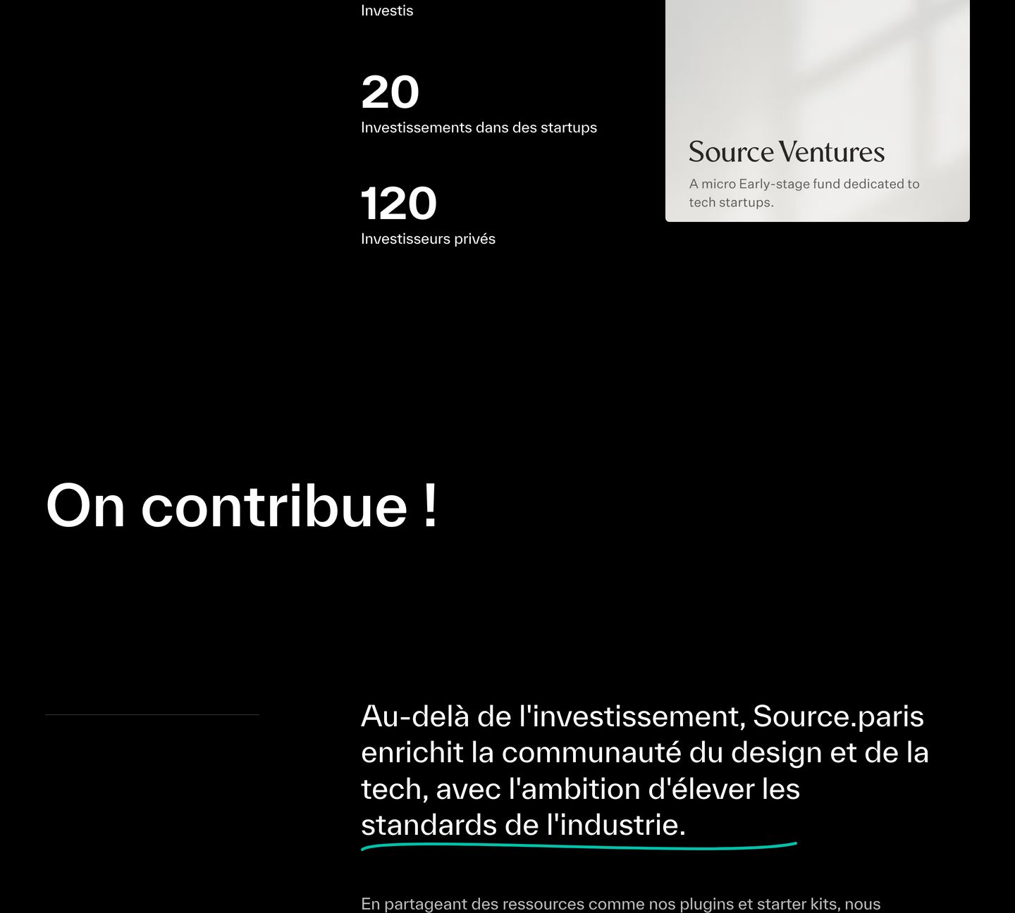 Minimalist pitch-black editorial section pairing high-contrast typography, stats callouts, and an asymmetric layout with a subtle hand-drawn accent.