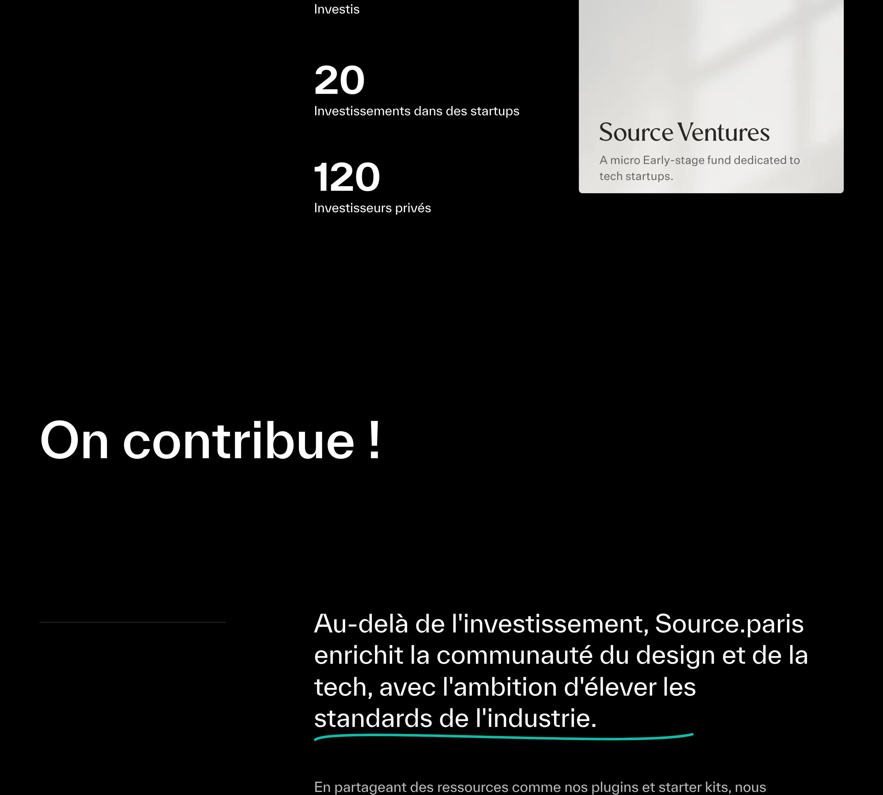 Minimalist pitch-black editorial section pairing high-contrast typography, stats callouts, and an asymmetric layout with a subtle hand-drawn accent.