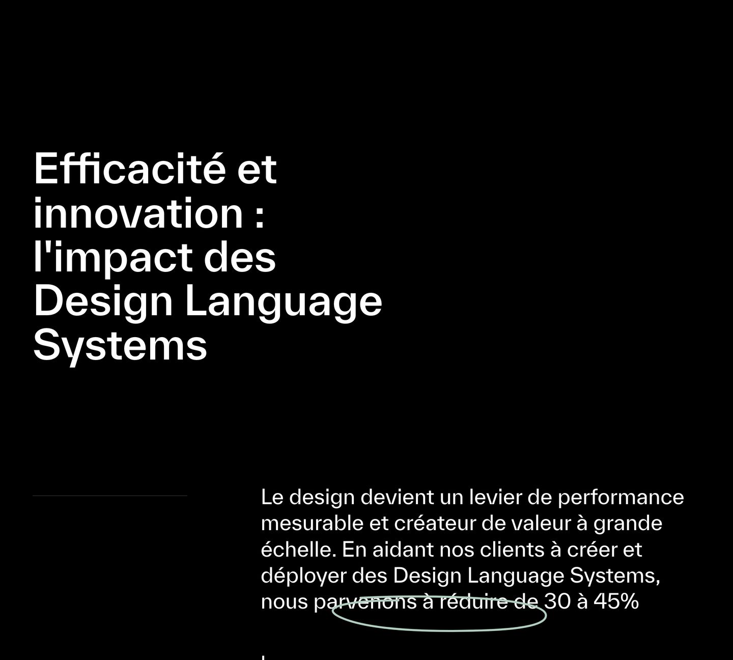 Stark, high-contrast dark editorial statement layout featuring crisp grotesque typography with an asymmetric text flow and subtle annotation.