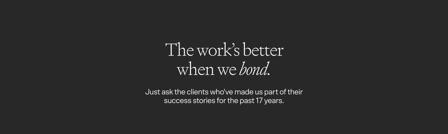 Quiet typographic statement centered on a dark canvas with refined serif and sans-serif contrast.