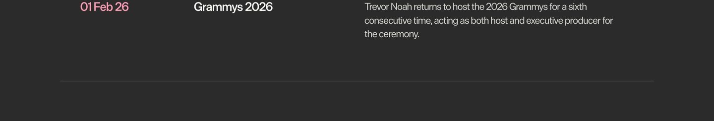 A crisp, dark-mode tabular news row with understated Swiss typography and a subtle pink timestamp.