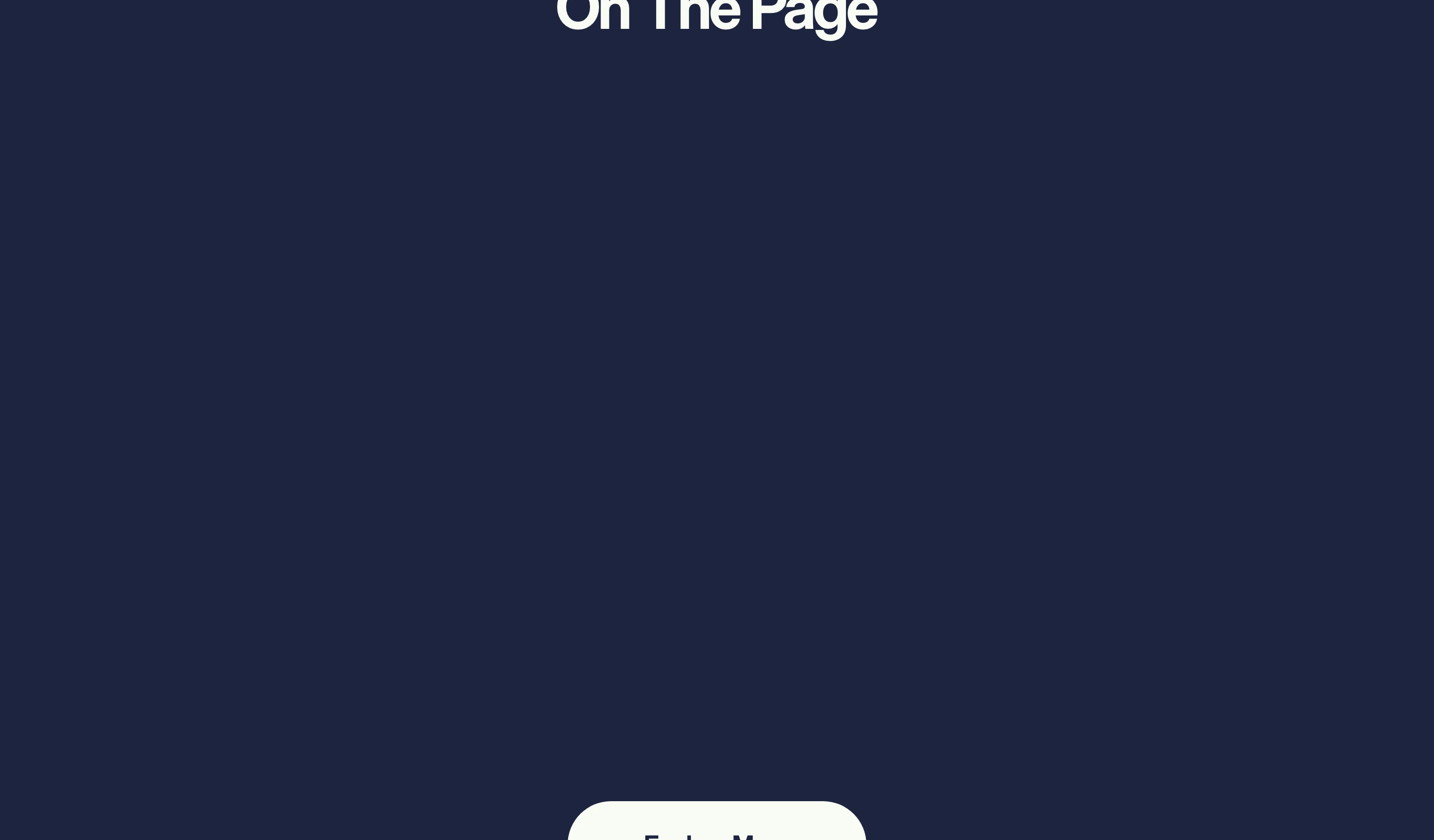 A minimal deep navy transition area featuring sparse centered typography and the top edge of a pill button.