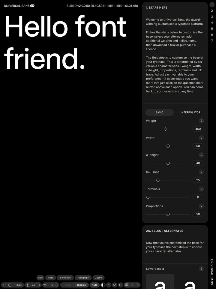 Universal Sans homepage
