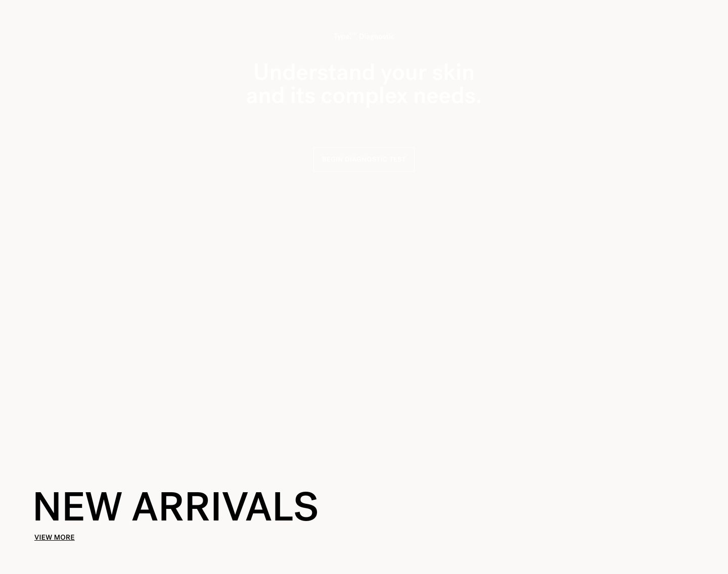An austere, airy transition section dominated by expansive empty space before anchoring into a bold uppercase heading.