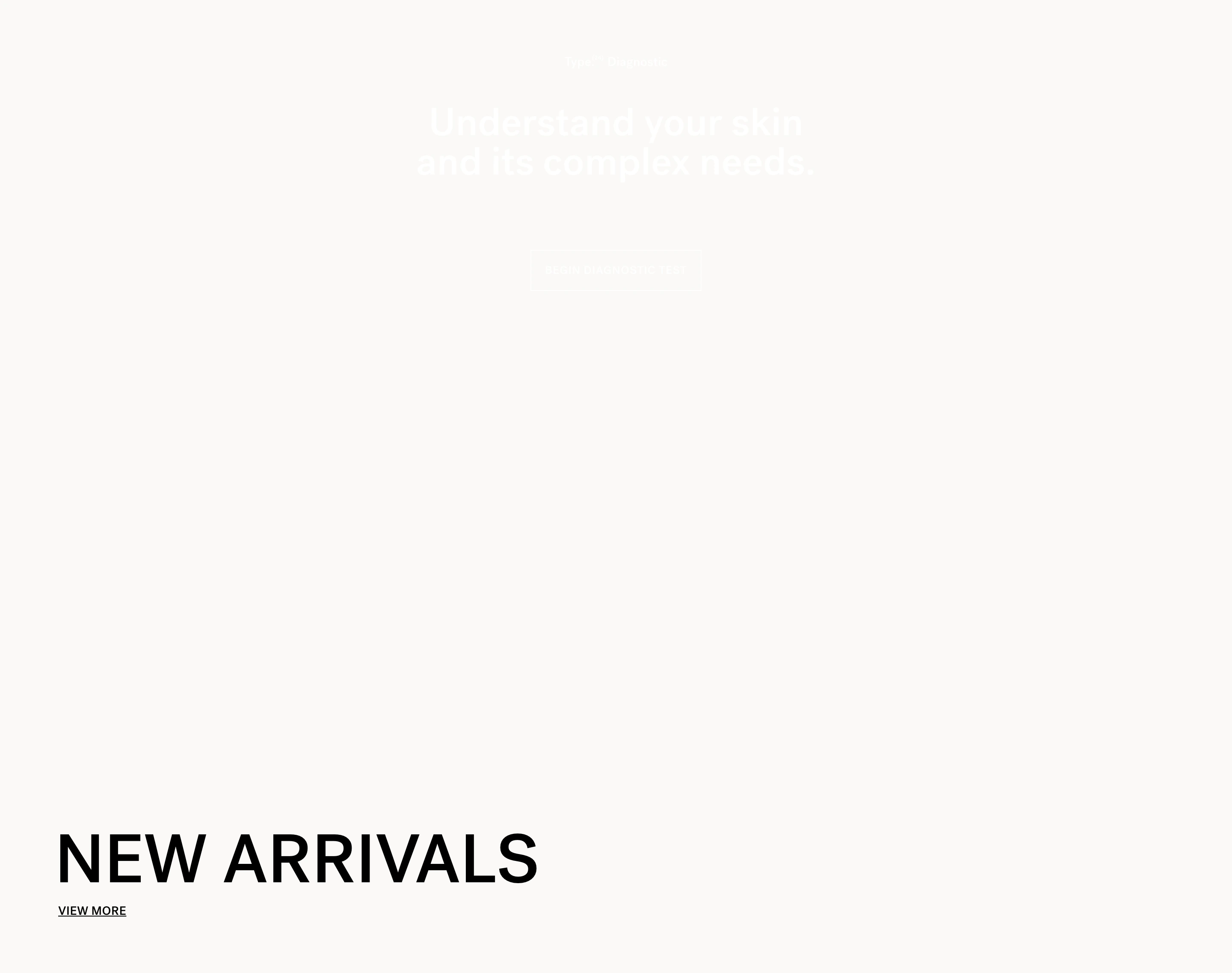 An austere, airy transition section dominated by expansive empty space before anchoring into a bold uppercase heading.