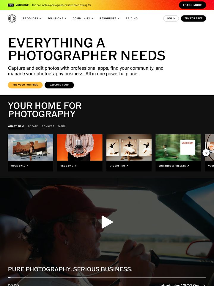 VSCO homepage