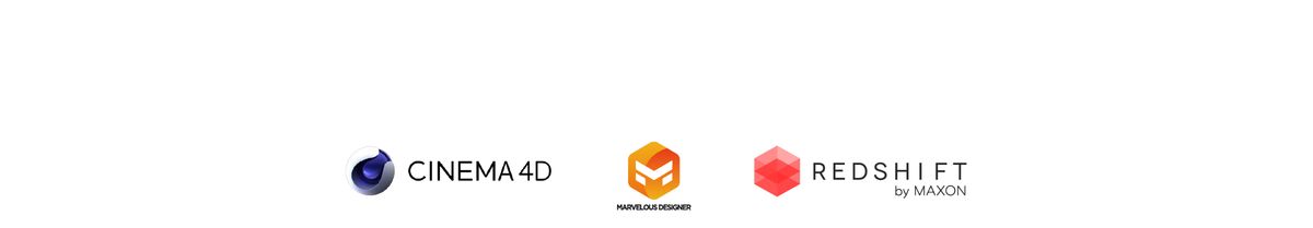 Sparse, airy logo row showcasing 3D software tools floating on a vast field of pure white.