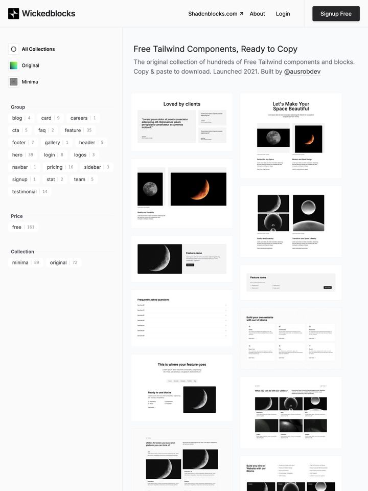 Wicked Blocks homepage