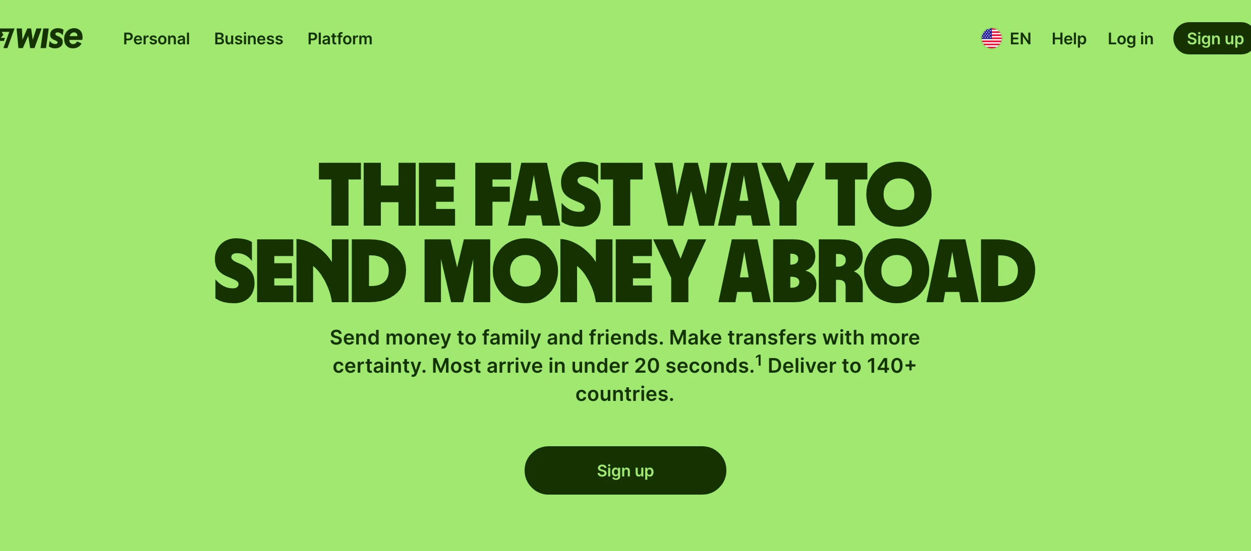 High-impact lime green statement hero dominated by punchy, oversized uppercase typography and a clean centered layout.
