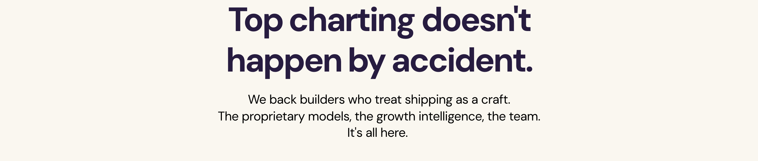 Clean, warm-toned typography statement with tight editorial spacing and confident centered messaging.