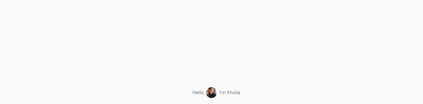 An expansive sea of quiet whitespace framing an understated personal greeting with an inline circular portrait avatar.