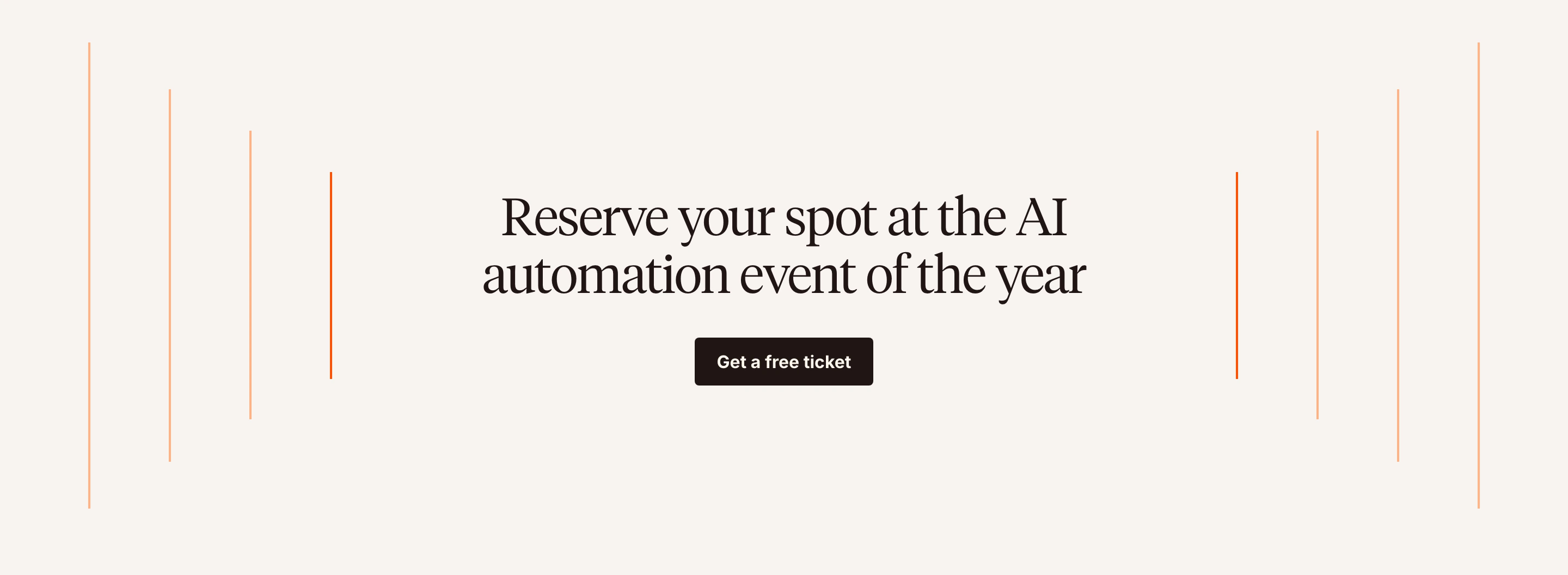 A quiet, warm event invitation framed by subtle vertical line graphics flanking elegant serif typography.