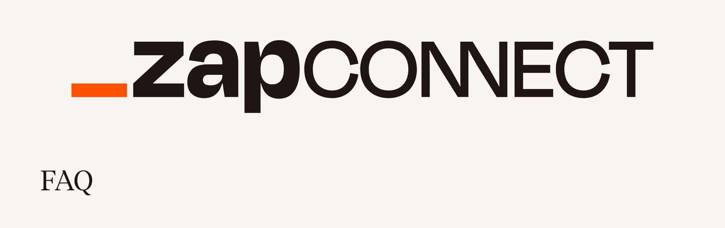 A sparse, confident section header pairing a massive graphic brand wordmark with a delicate serif FAQ label across warm negative space.