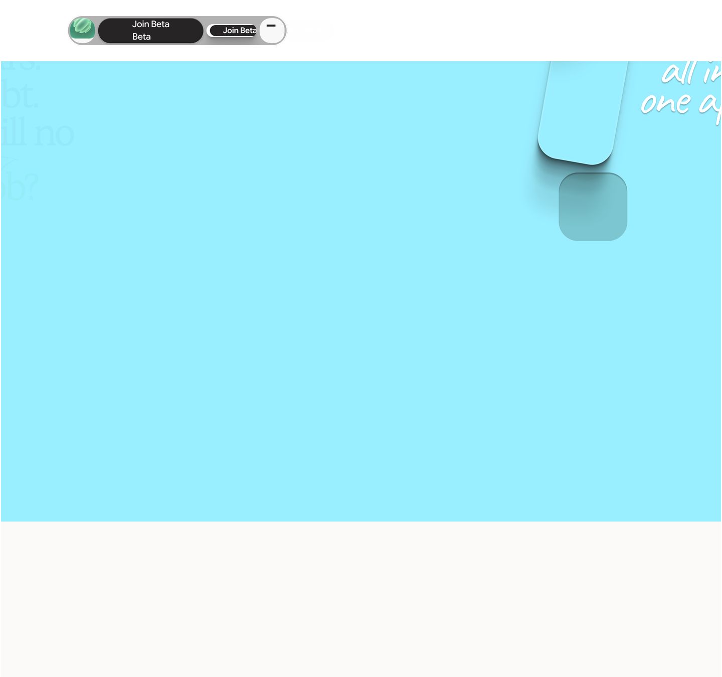 A light sky-blue expanse framed by a floating dynamic island navigation and soft dimensional cards.