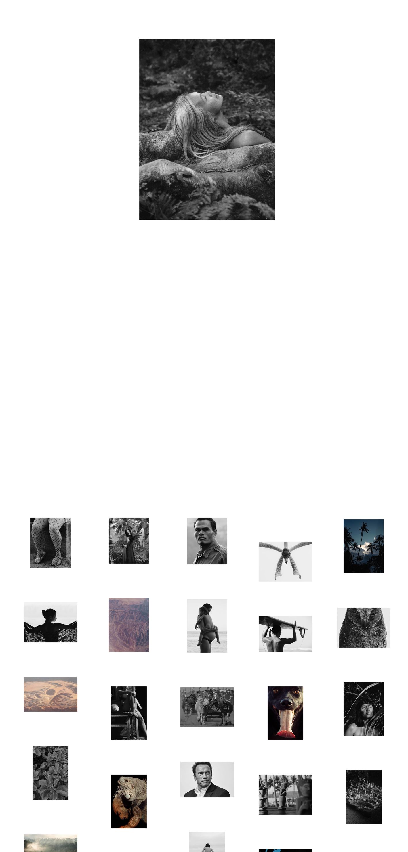 Expansive white space gives way to a quiet, dispersed gallery grid of intimate documentary and portrait photography.
